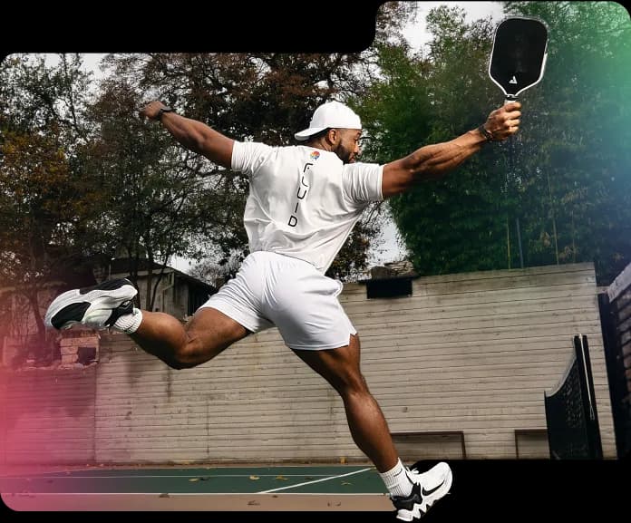 Pickleball player in action